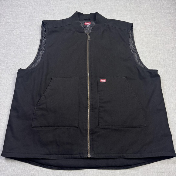 Wrangler Other - Wrangler Canvas Vest Mens 2XL Black Quilted Insulated Workwear Full Zip